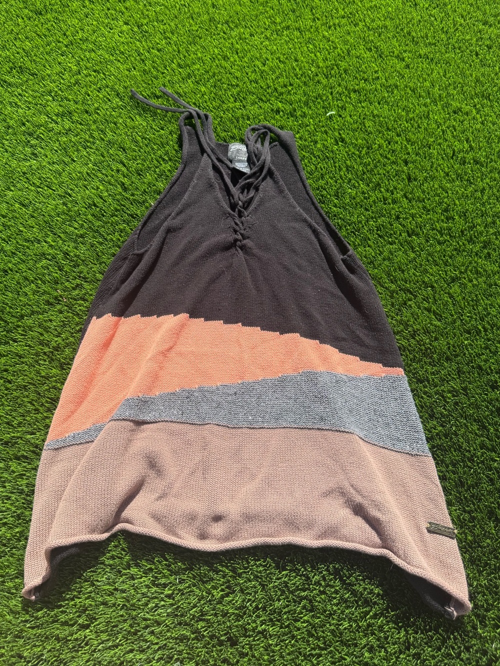 Vintage Stussy y2k color block knit halter top